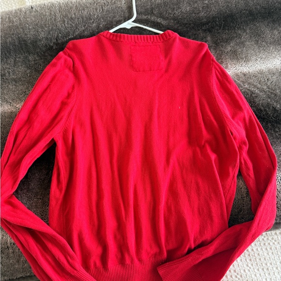 Vintage Abercrombie & Fitch Bold Red V-Neck Sweater - Picture 4 of 4